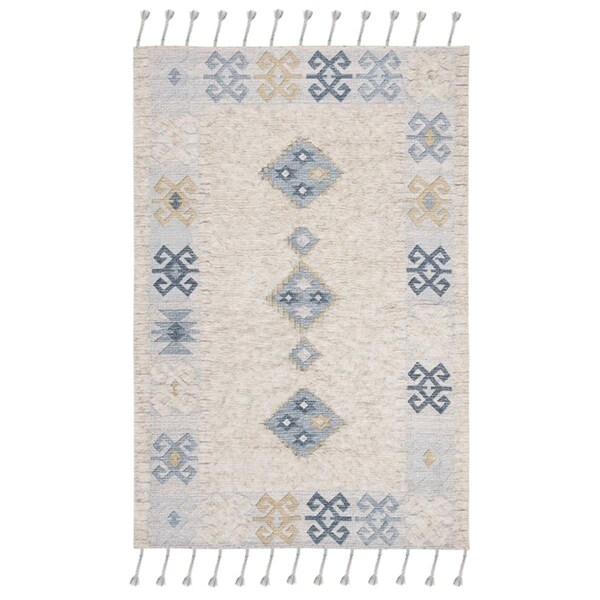 Safavieh 4 x 6 ft. Saffron Rectangle Hand Loomed Rug Beige & Blue SFN101B-4 - main
